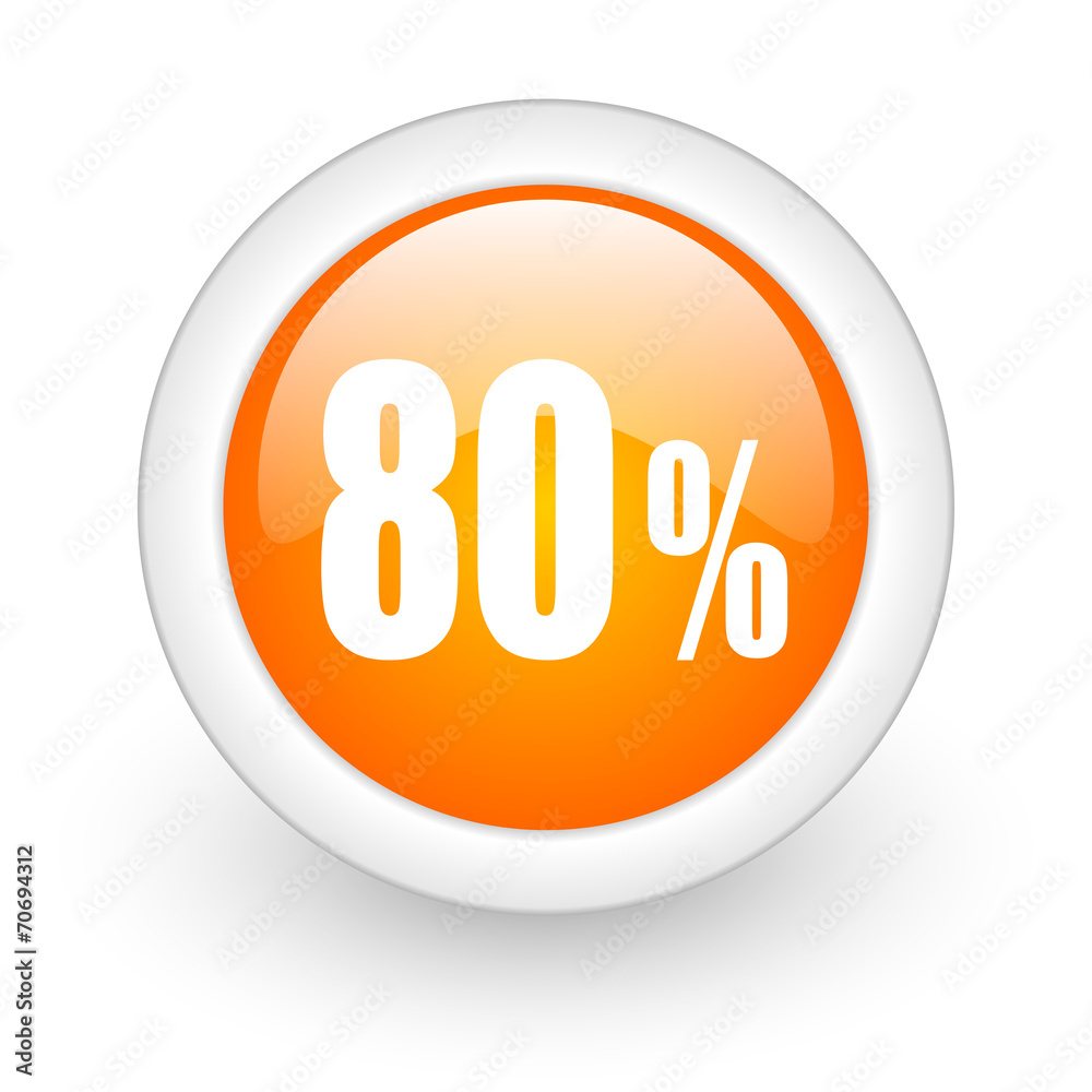 80 percent orange glossy web icon on white background. 80 percent orange glossy web icon on white background.