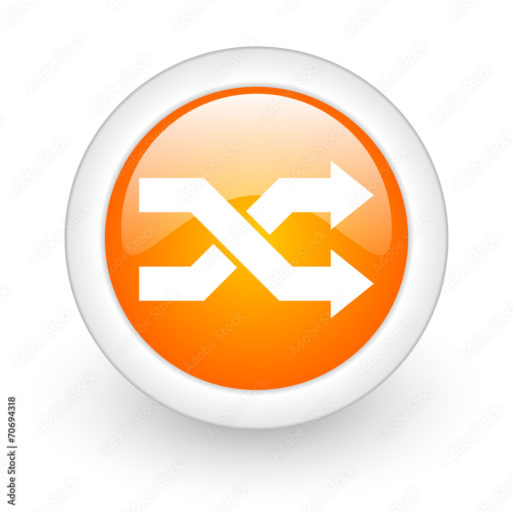 aleatory orange glossy web icon on white background. aleatory orange glossy web icon on white background.