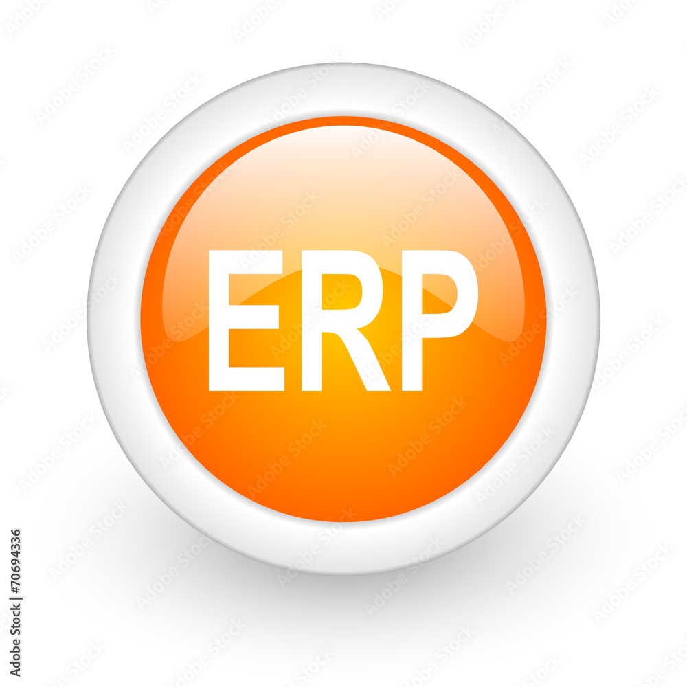 erp orange glossy web icon on white background. erp orange glossy web icon on white background.