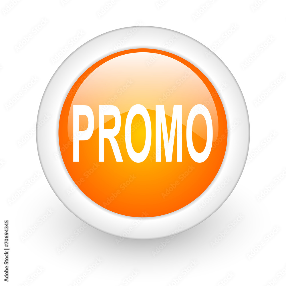 promo orange glossy web icon on white background. promo orange glossy web icon on white background.