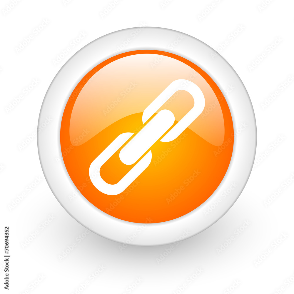 link orange glossy web icon on white background. link orange glossy web icon on white background.