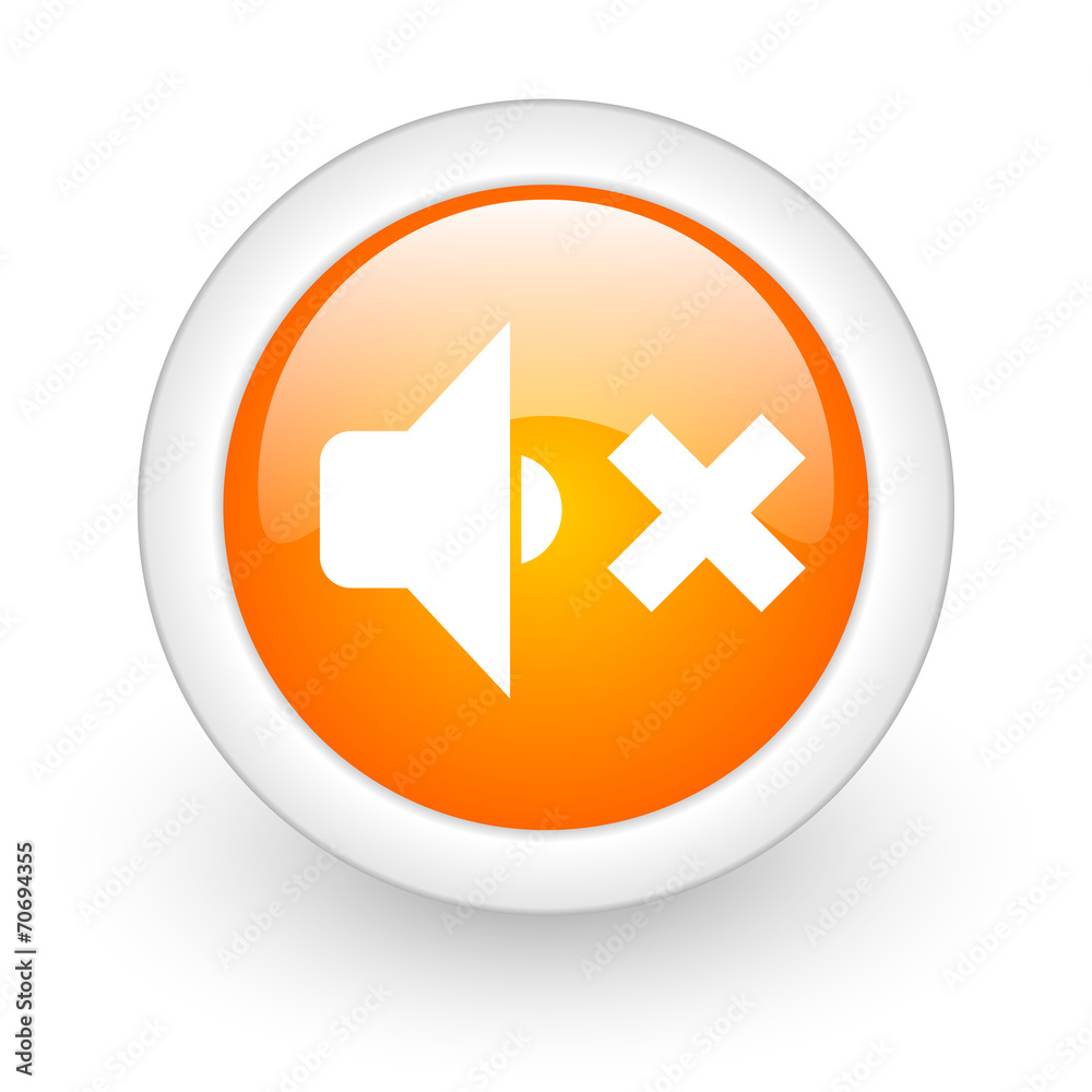 speaker volume orange glossy web icon on white background. speaker volume orange glossy web icon on white background.
