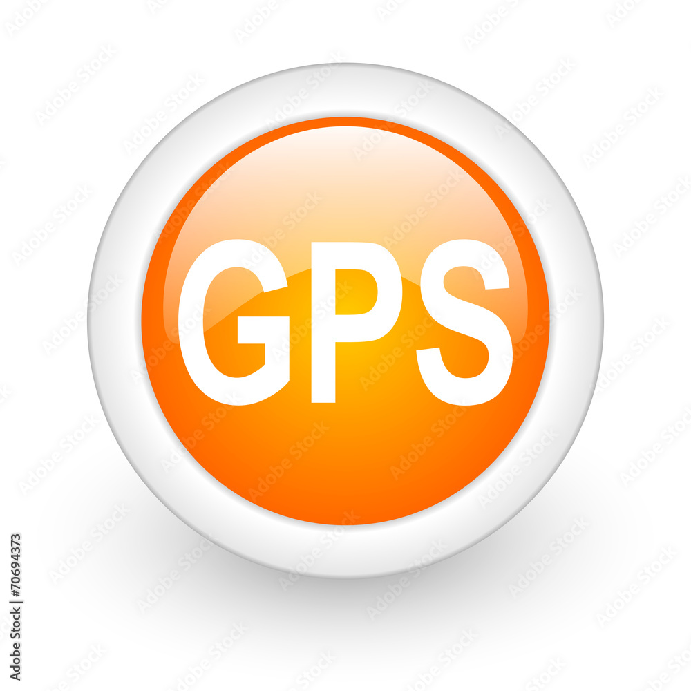 gps orange glossy web icon on white background. gps orange glossy web icon on white background.