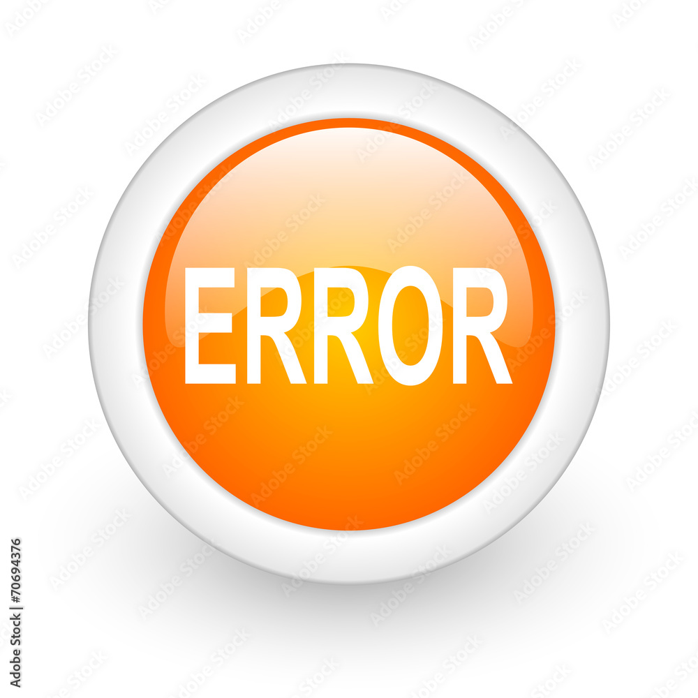 error orange glossy web icon on white background. error orange glossy web icon on white background.