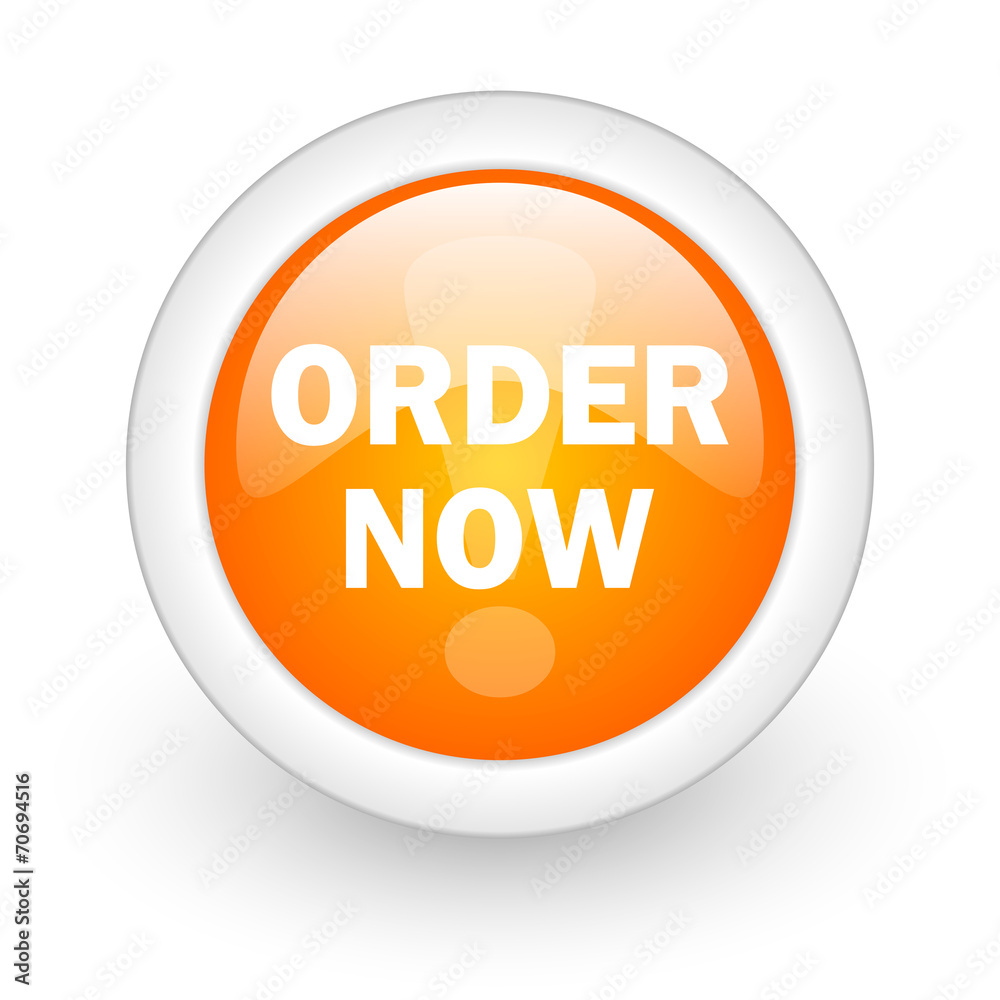 order now orange glossy web icon on white background. order now orange glossy web icon on white background.