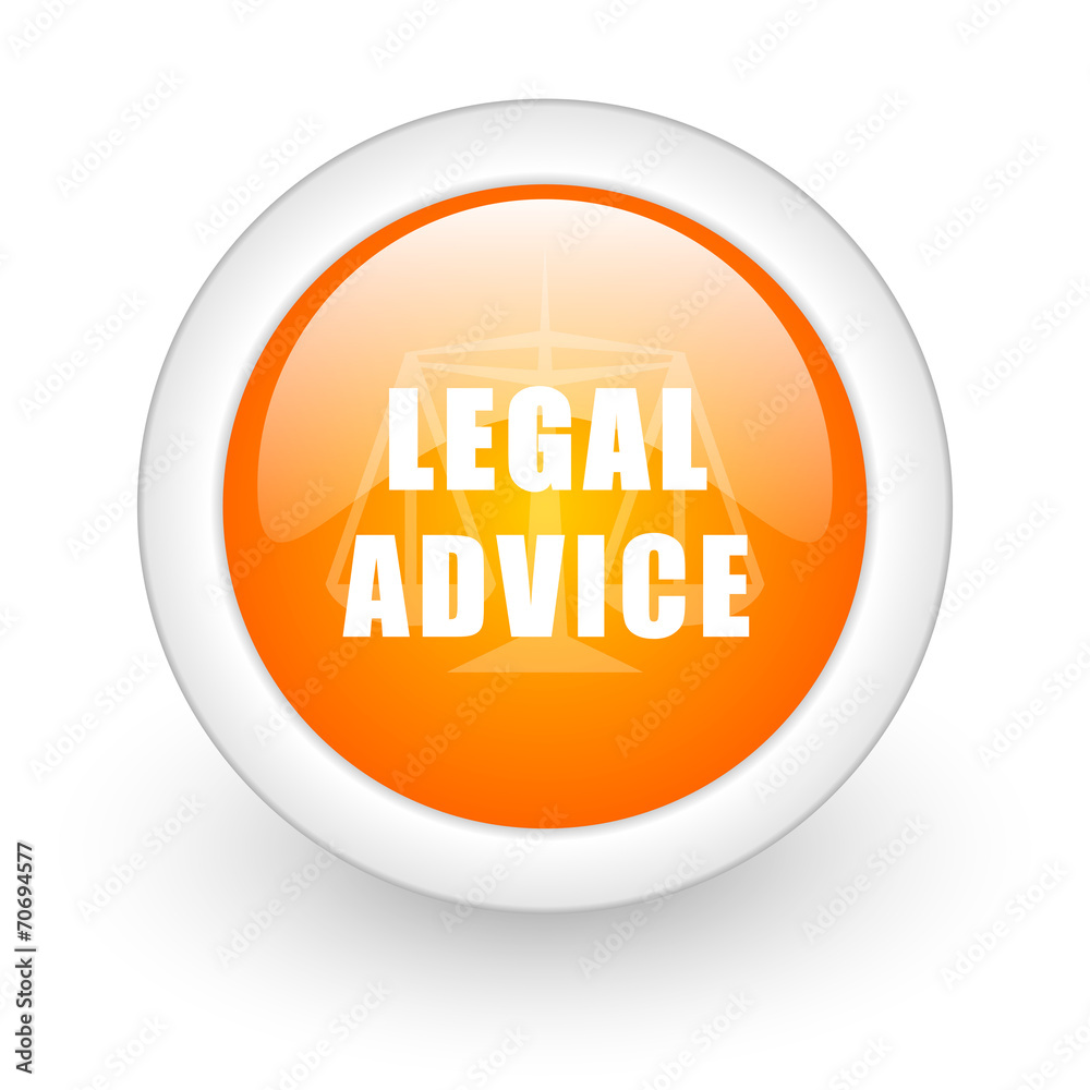 legal advice orange glossy web icon on white background.