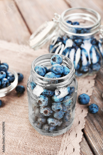 Fresh blueberries on wooden table