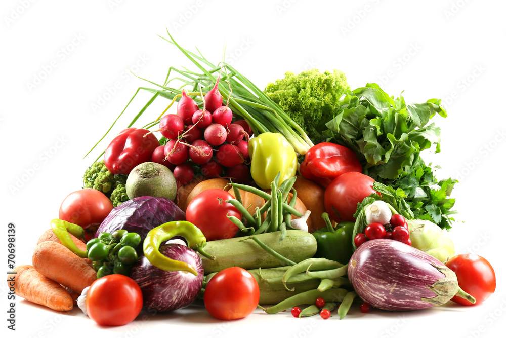 Fresh organic vegetables, isolated on white Fresh organic vegetables, isolated on white