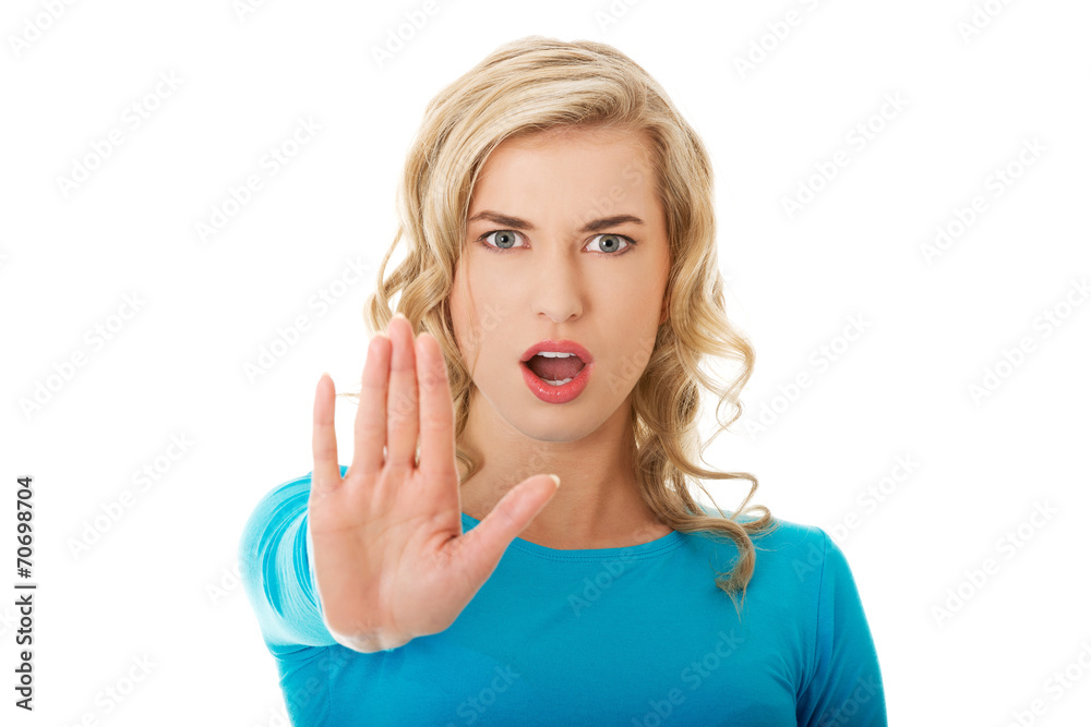 Woman expressing NO Woman expressing NO