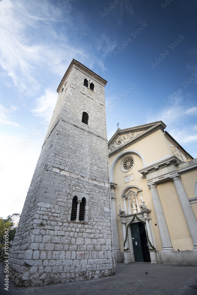 Old Church with Pillars and Bell Tower in Rijeka