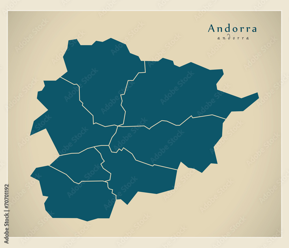 Obraz premium Modern Map - Andorra with districts AD