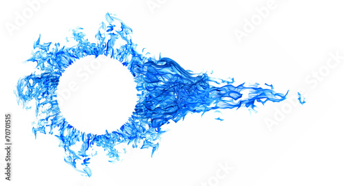 Obraz na plátně fireball with blue circle frame isolated on white