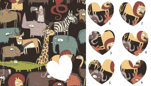 Animals Match pieces, visual game. Solution in hidden layer!