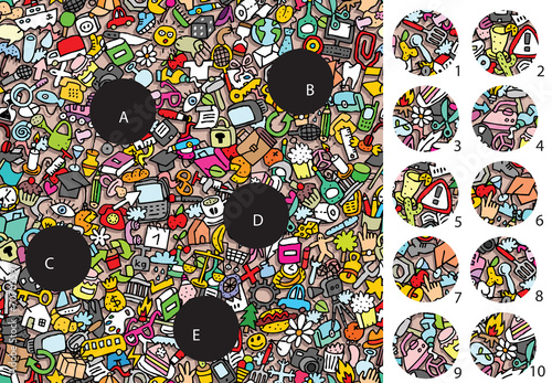 Objects: Match pieces, visual game. Solution in hidden layer!