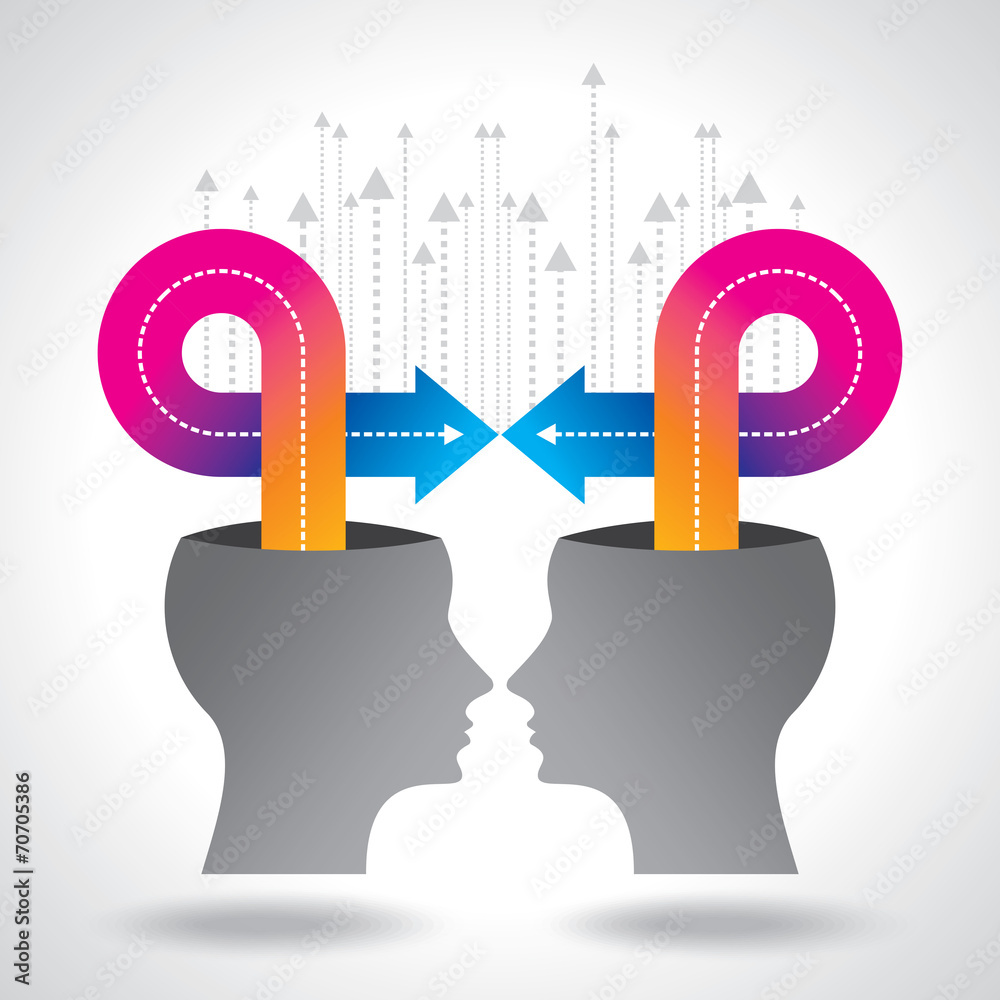 Φωτογραφία Thoughts and options. vector illustration of head with arrows