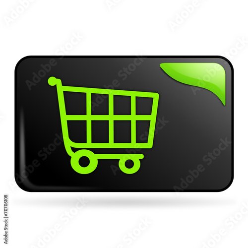 chariot sur bouton web rectangle vert