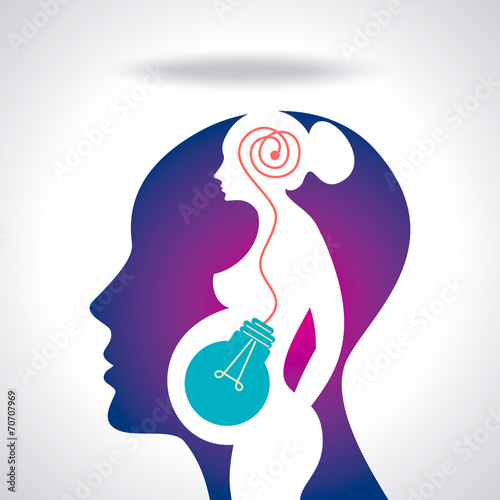 silhouette of pregnant woman with creative idea
