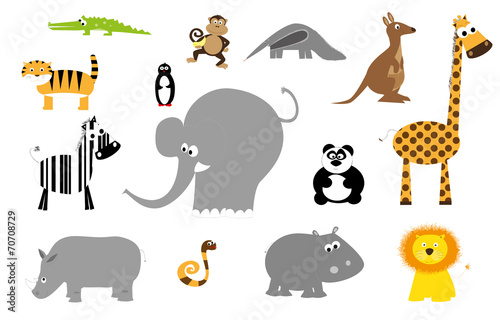 Fototapeta Naklejka Na Ścianę i Meble -  zoo animals set- vectors for children