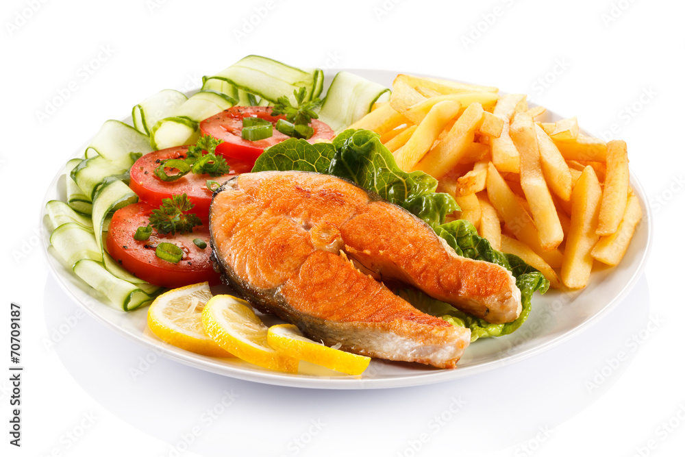 Grilled salmon and vegetables Grilled salmon and vegetables
