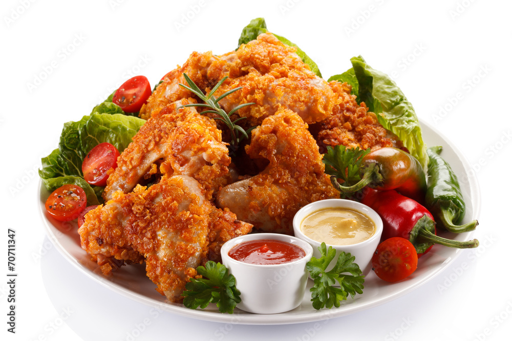 Grilled chicken nuggets and vegetables Grilled chicken nuggets and vegetables