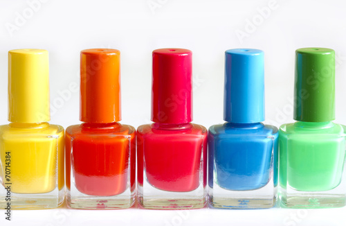 Colorful nail polish abstract closeup