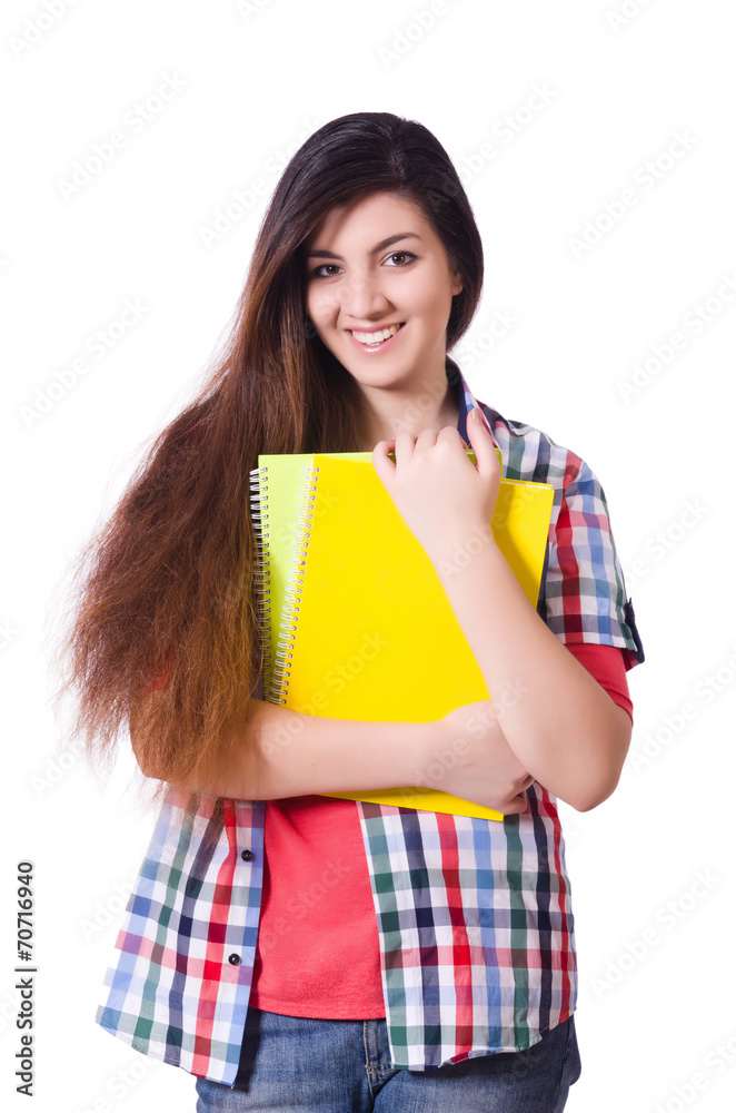 Young female student isolated on the white Young female student isolated on the white