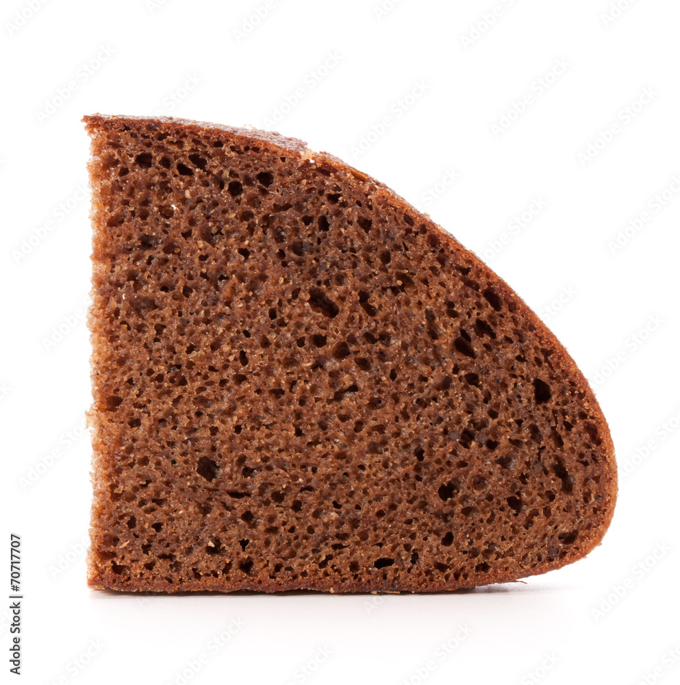 Slice of fresh rye bread isolated on white background cutout Slice of fresh rye bread isolated on white background cutout