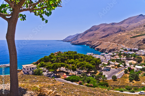 Landscape, mountains and sea at south side of Crete island