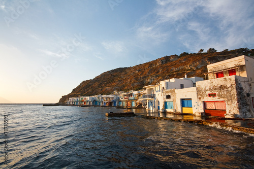 Boat houses  Milos island  Greece.