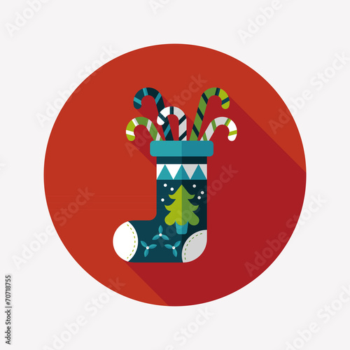 Christmas stocking flat icon with long shadow,eps10