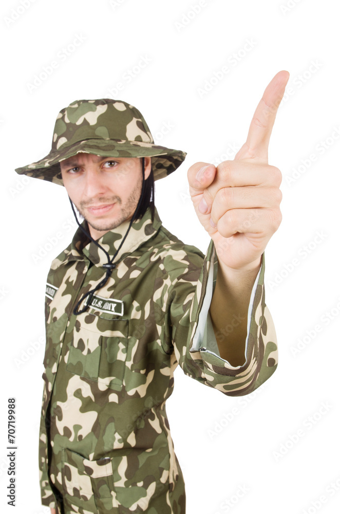 Funny soldier in military concept Funny soldier in military concept