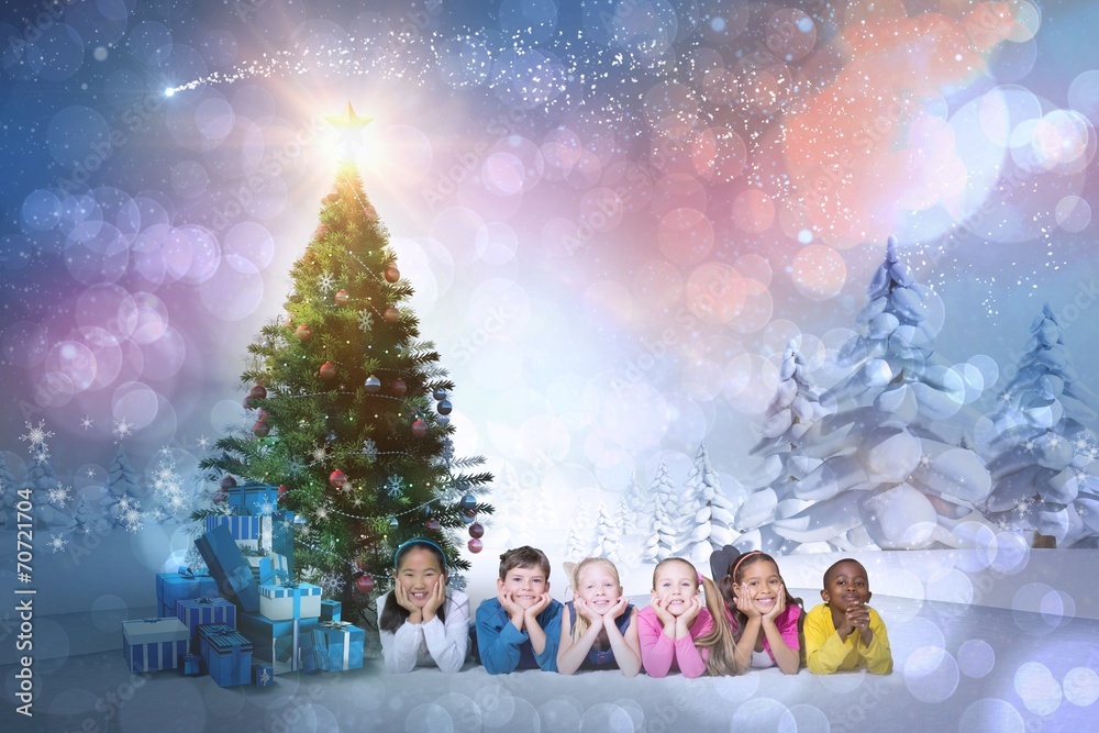 Composite image of cute children smiling at camera
