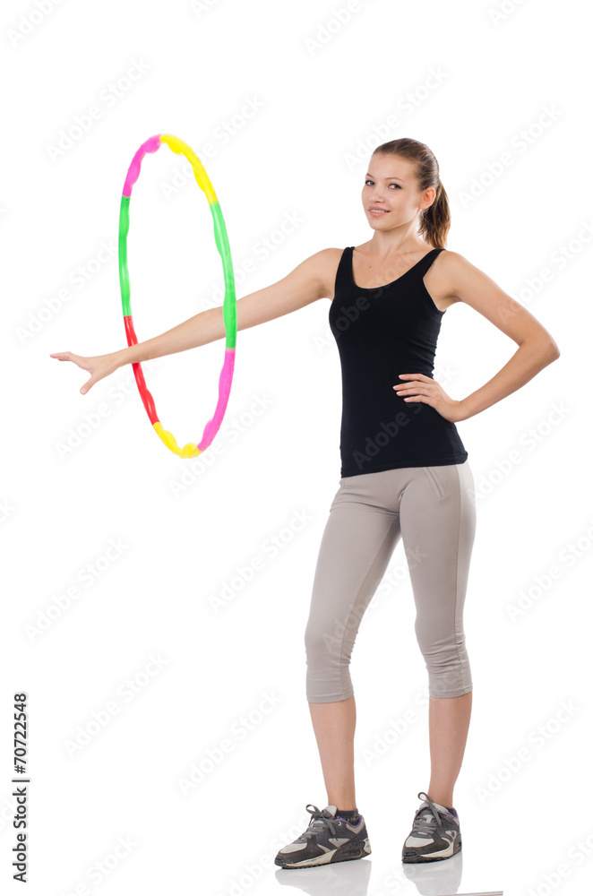 Young woman in sports concept isolated on white Young woman in sports concept isolated on white