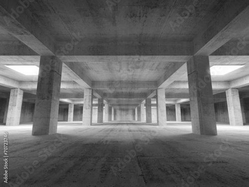 Empty dark abstract industrial underground concrete interior. 3d © evannovostro