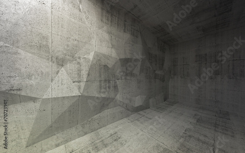Abstract dark concrete 3d interior with polygonal structure on t #70723948