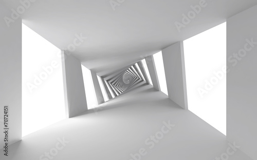 Abstract 3d background with white twisted spiral corridor