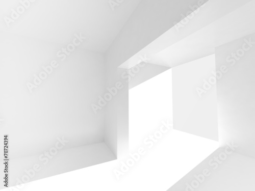 Abstract empty 3d interior with white walls and bright beam