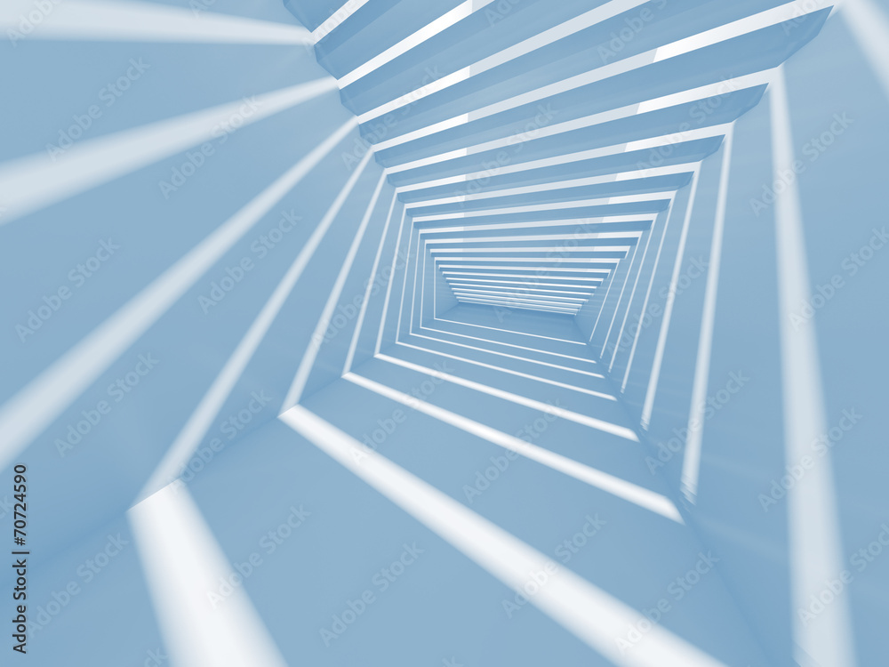 Abstract blue 3d interior background with light beams Stock ...