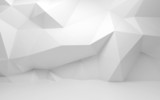 Abstract white 3d interior with polygonal pattern on the wall