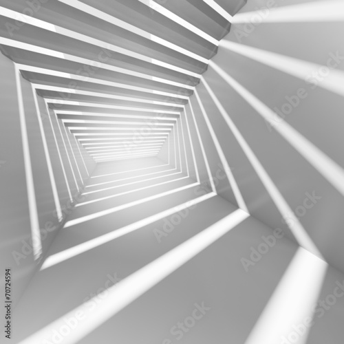 Abstract white 3d interior background with light beams #70724594