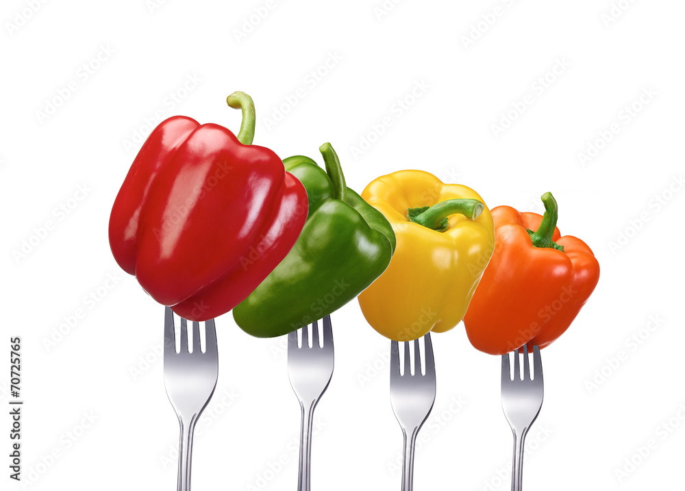 Paprika in vier verschiedenen Sorten