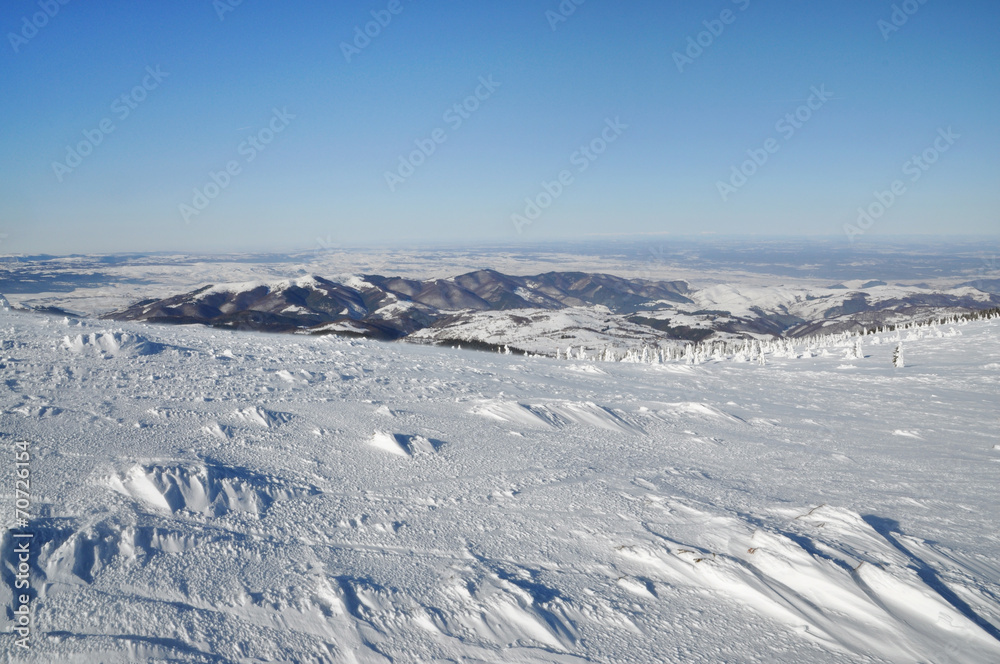 Snow covered mountain landscape