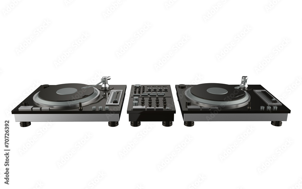 black turntable isolated on white background with clipping mask black turntable isolated on white background with clipping mask