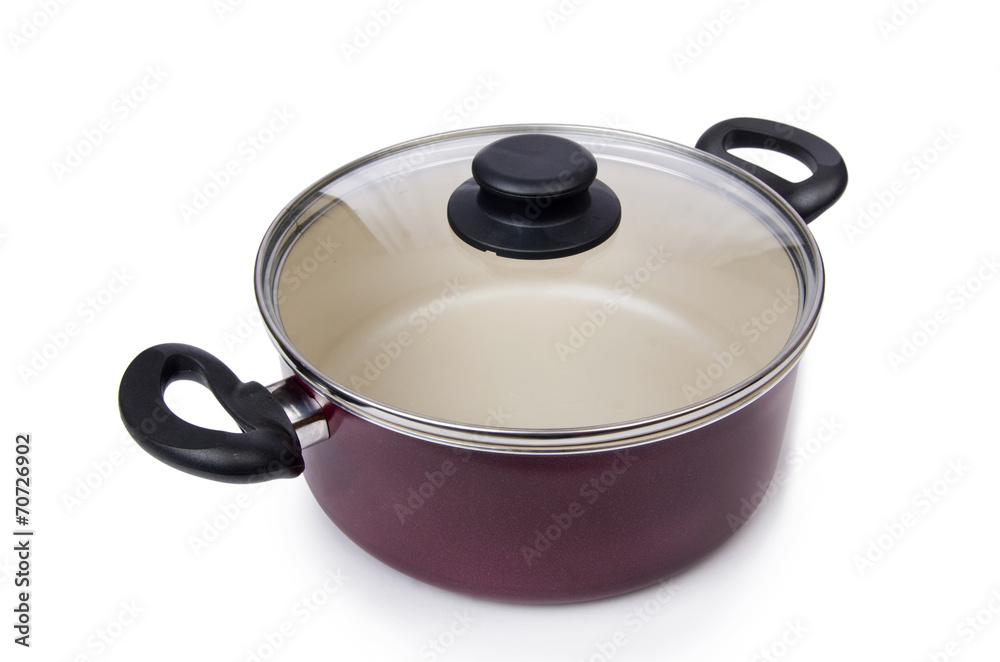 Kitchen utensils pan pot isolated on white