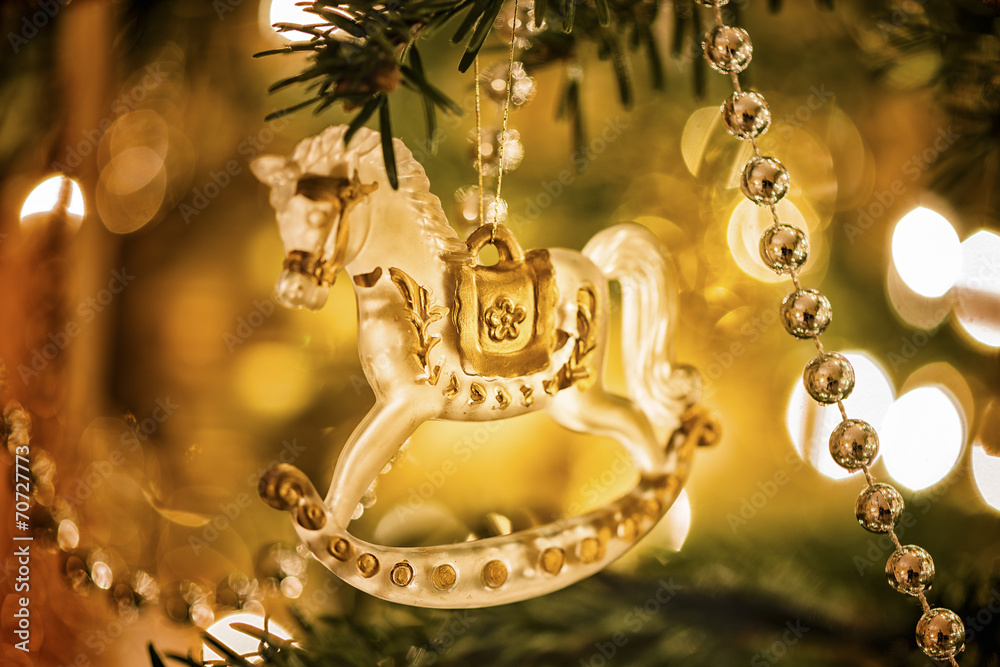 Glass horse - Christmas decoration on christmas tree.