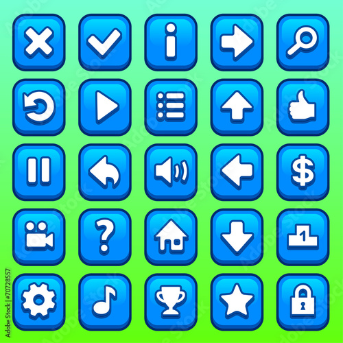Free Download Game blue square buttons set - GFXLoad
