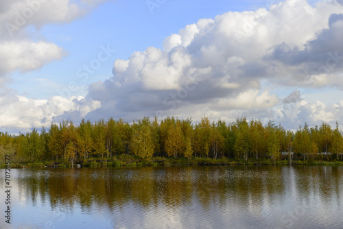 Autumn scenic landscape of northern Russia