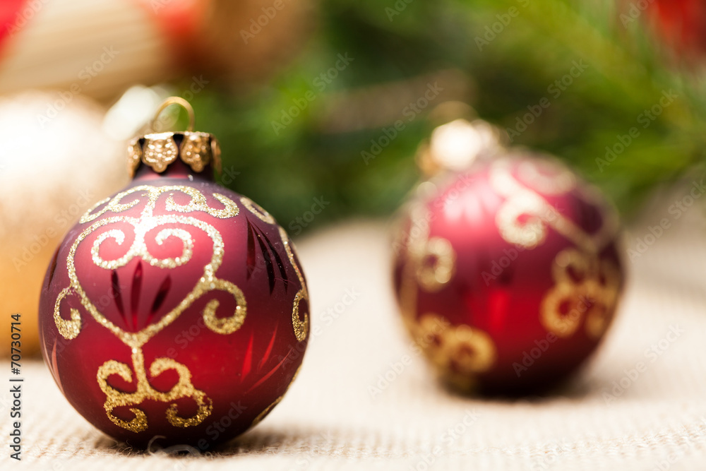 Christmas background with baubles and craft Christmas background with baubles and craft