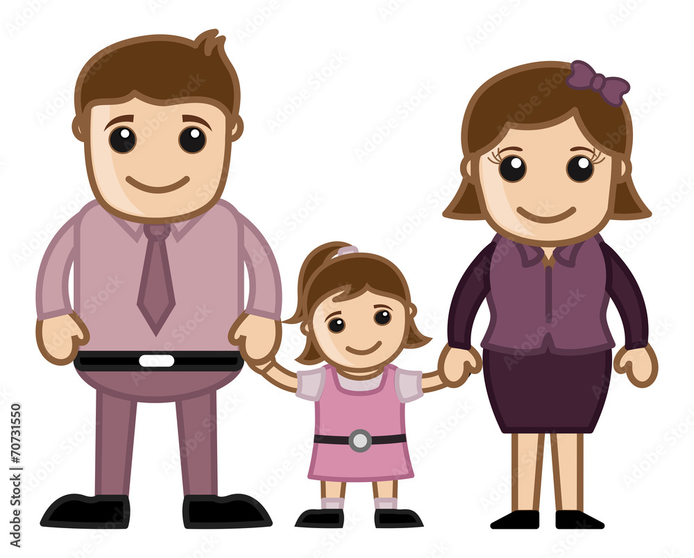 Man Woman and Child - Vector Family Illustration