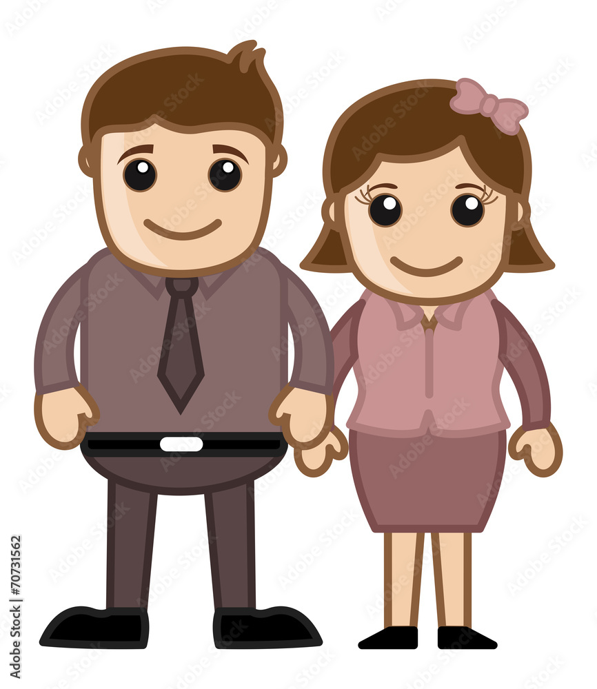 Husband Wife Standing Together - Vector Illustration Husband Wife Standing Together - Vector Illustration